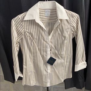 Brooks brothers yellow and blue striped blouse